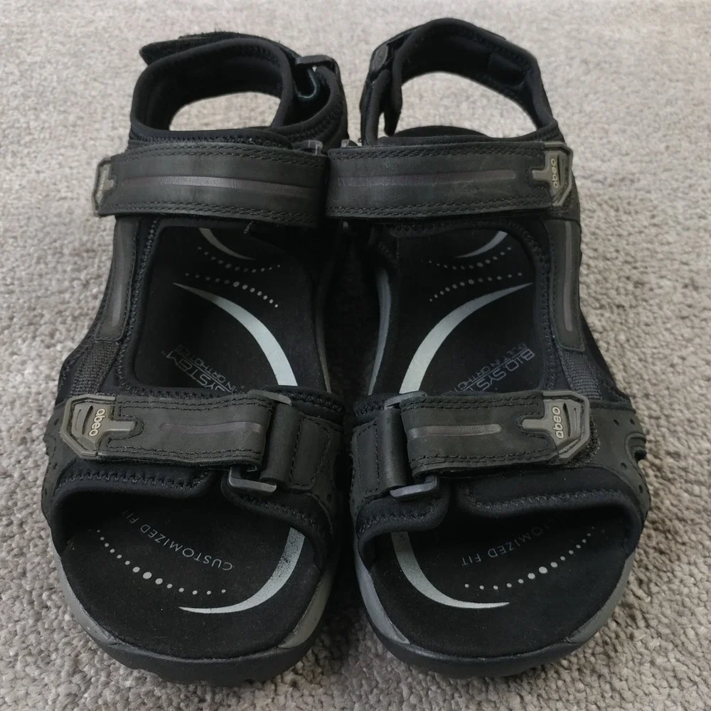 ABEO B.I.O. System Cayucos Mens Size 9 N Sandals Black Leather Hiking Trail Shoe